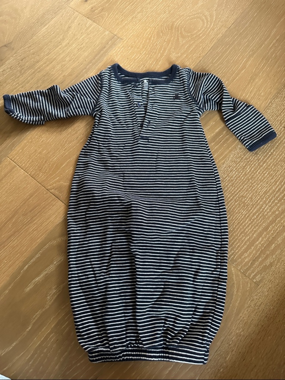 GAP Navy and White Striped Baby One-Piece Gown